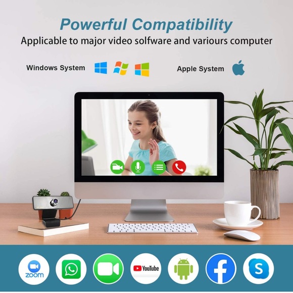 Webcam with Microphone, 1080P HD Webcam Streaming Computer Camera, USB Webcam - Picture 6 of 7